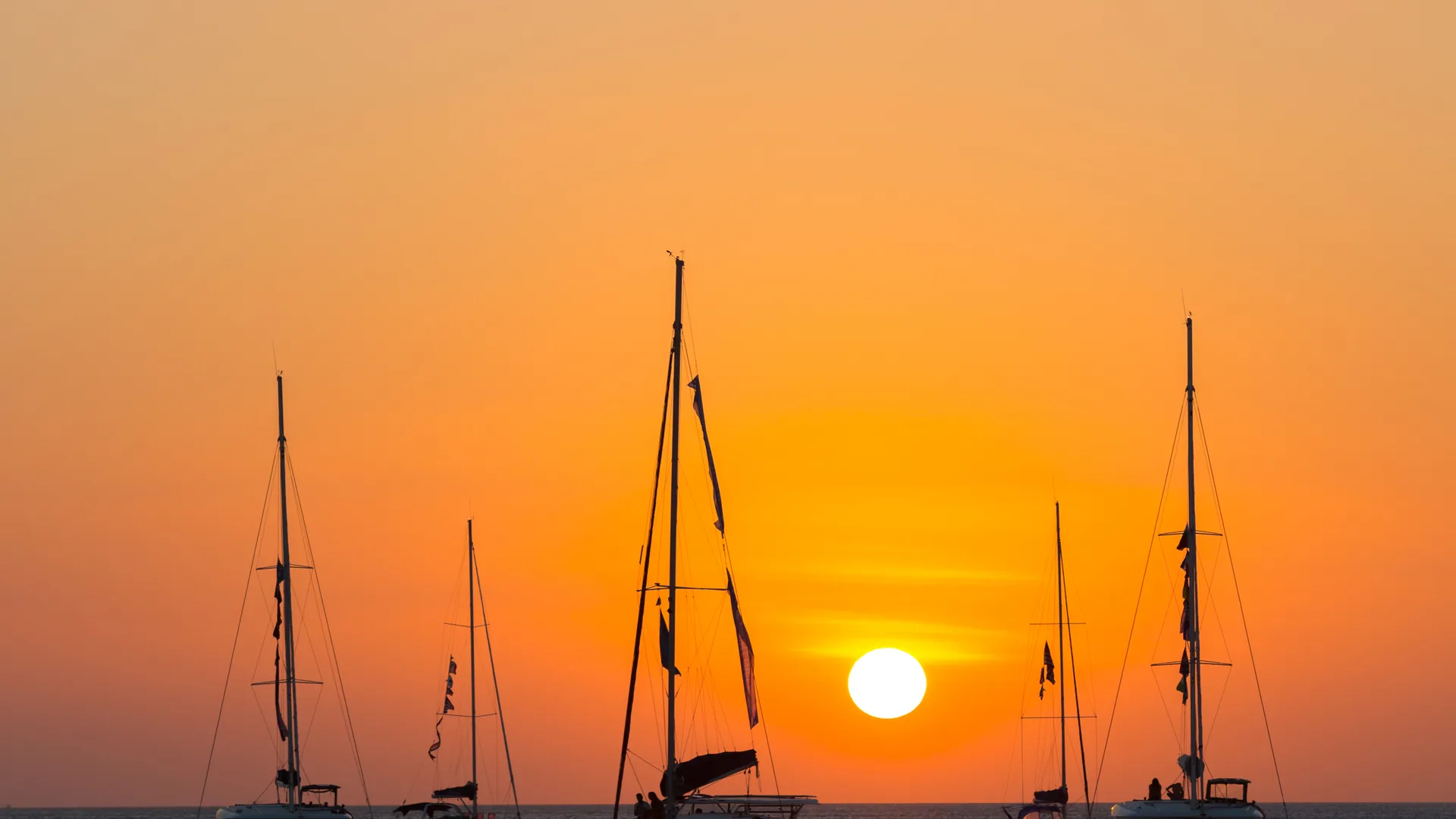Yate navegando al atardecer para comparar yate catamarán o velero en Costa del Sol